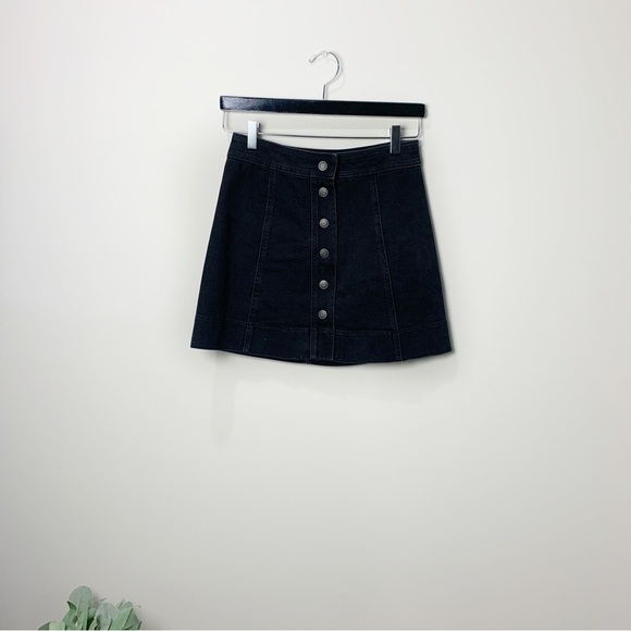 [Madewell] Black Denim Button Down Mini Skirt - Picture 1 of 8